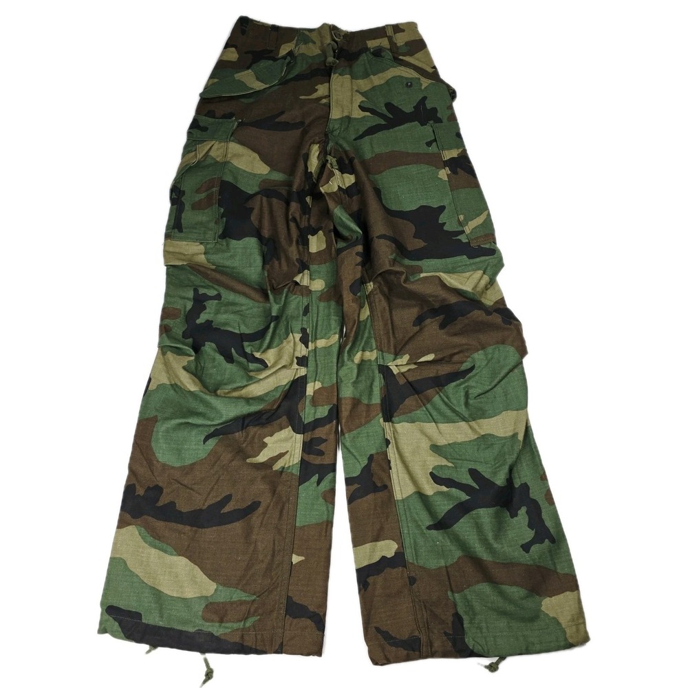 Vtg US Gi Military Woodland Camoflauge M65 Field Pants/ Trousers Cold Weather XS